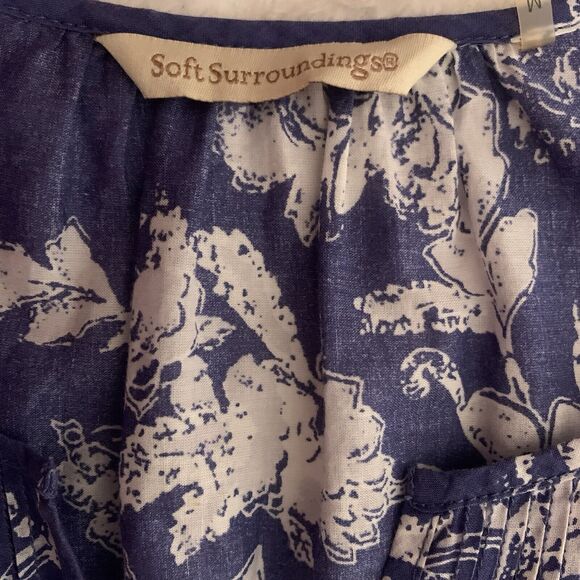 Soft Surroundings Top Women's Medium Peasant Pintuck Floral Embroidered Eyelet - Picture 3 of 8